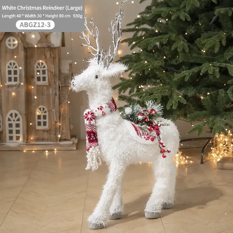 White Reindeer Christmas Figurine for Window Display