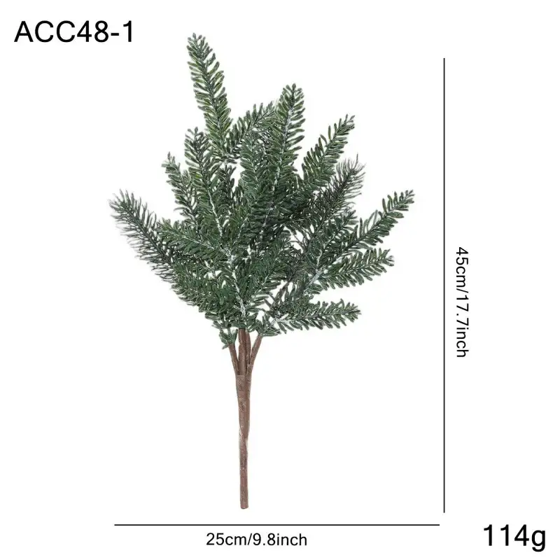 Artificial cedar branch decoration with red berries and pine cones