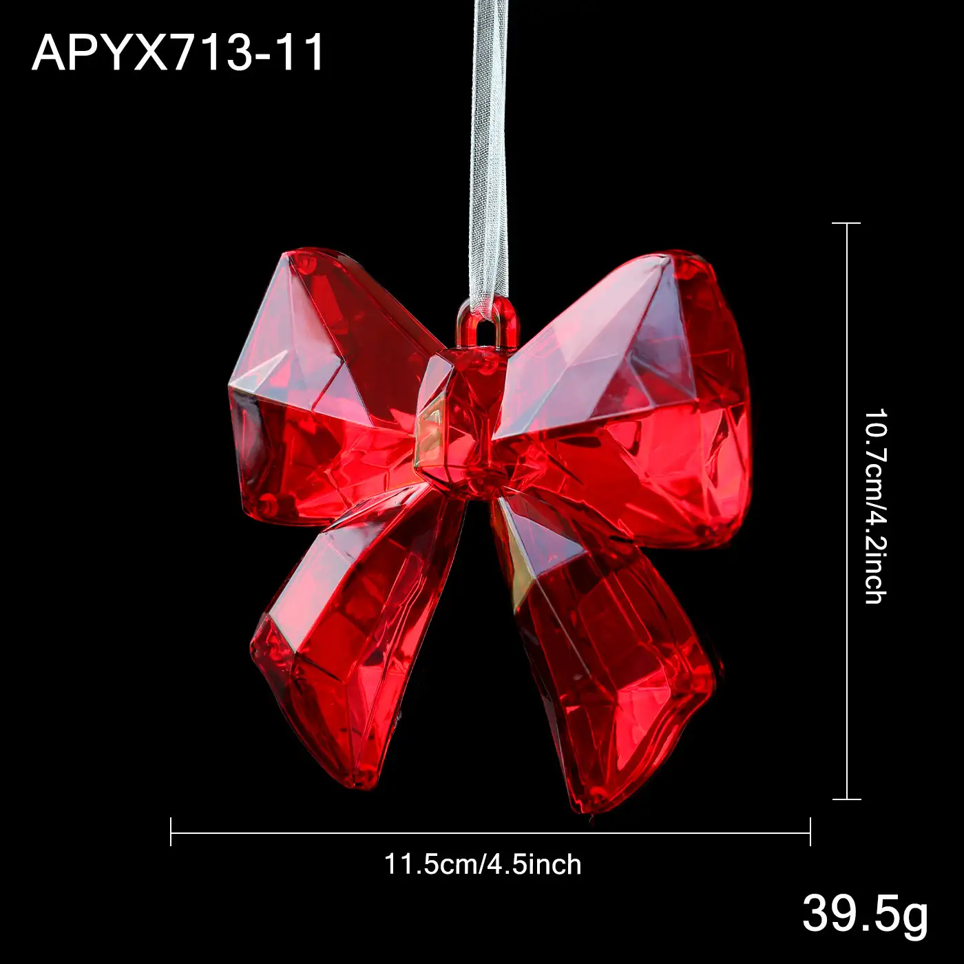 Red transparent snowflake Christmas hanging ornament