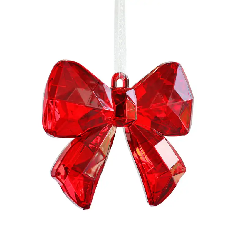 Red transparent snowflake Christmas hanging ornament