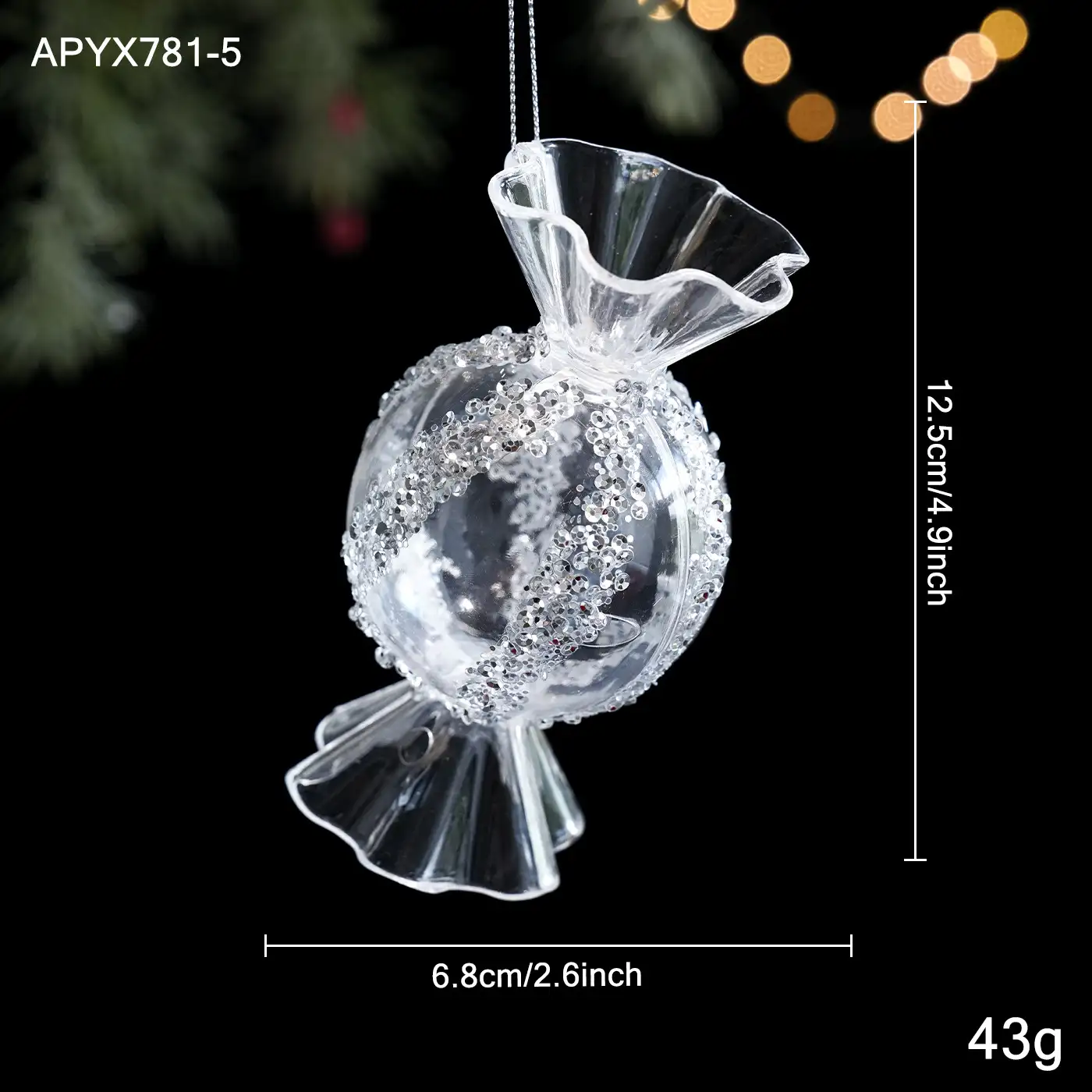Transparent Acrylic Christmas Reindeer Hanging Ornament