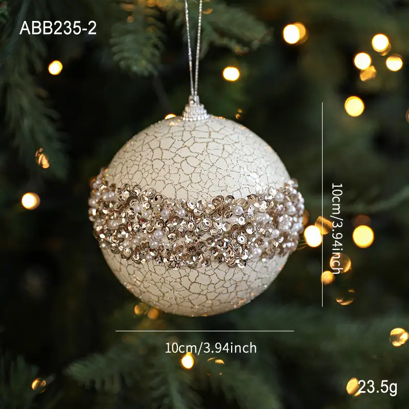 Gold Glitter Sequin Crackled Foam Christmas Ball Ornament