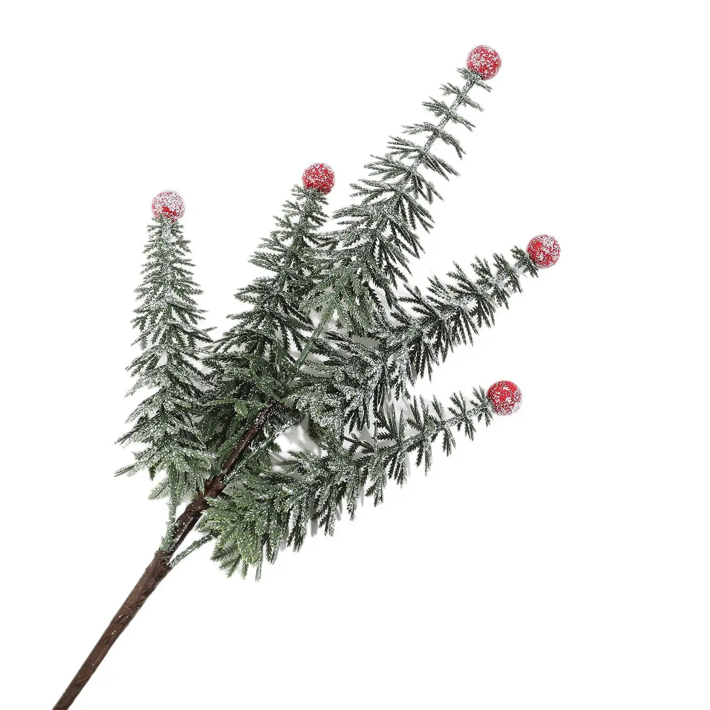 帶雪仿真松枝紅果聖誕裝飾