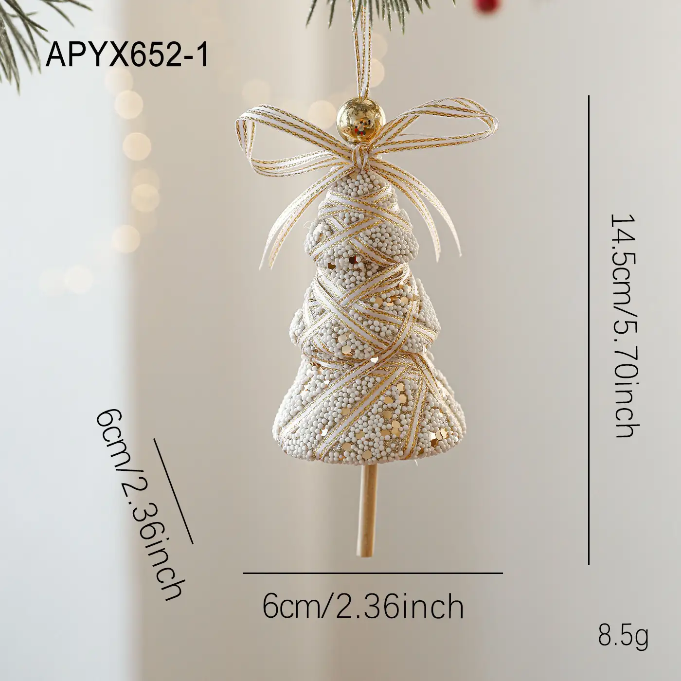 Champagne-Colored Pearl Foam Christmas Hanging Ornament