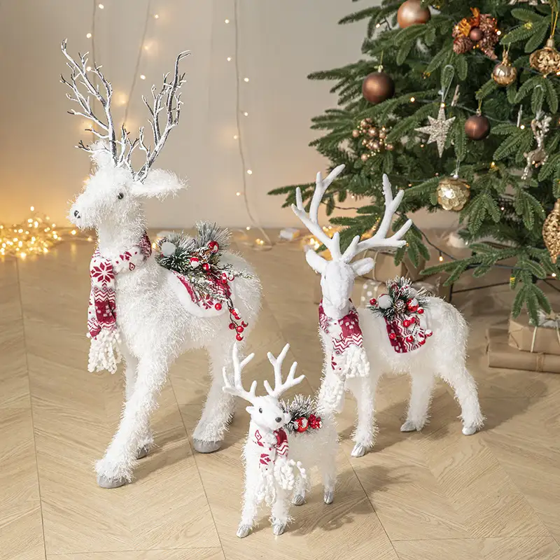 White Reindeer Christmas Figurine for Window Display