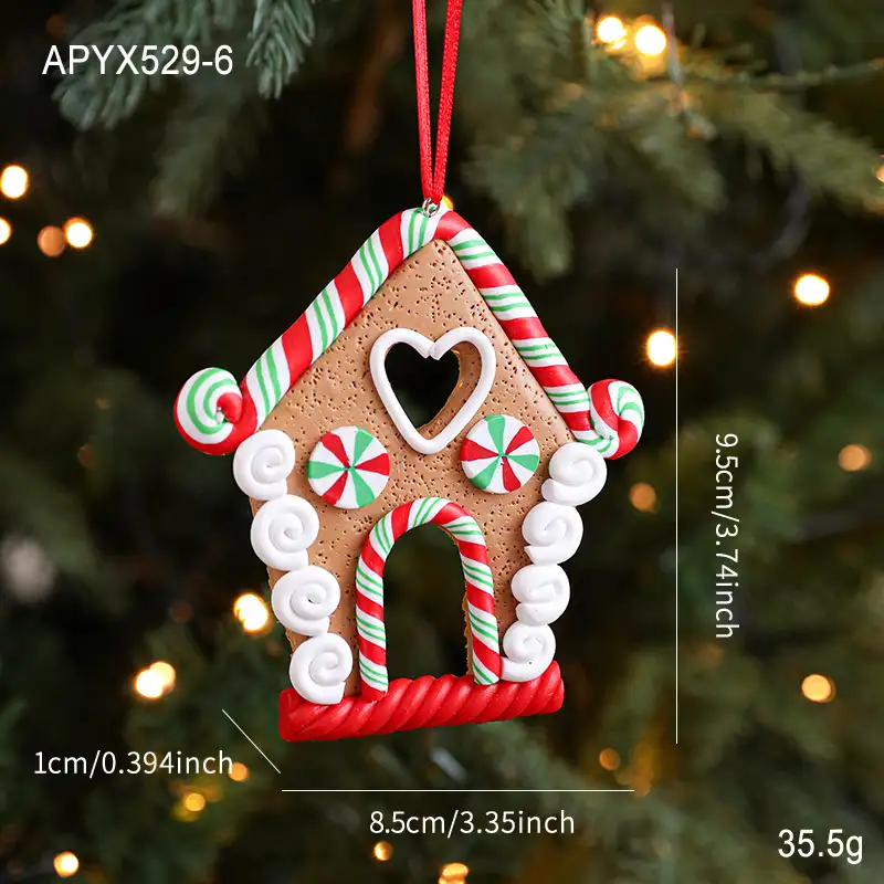 Vintage Cute Polymer Clay Gingerbread House Christmas Ornament