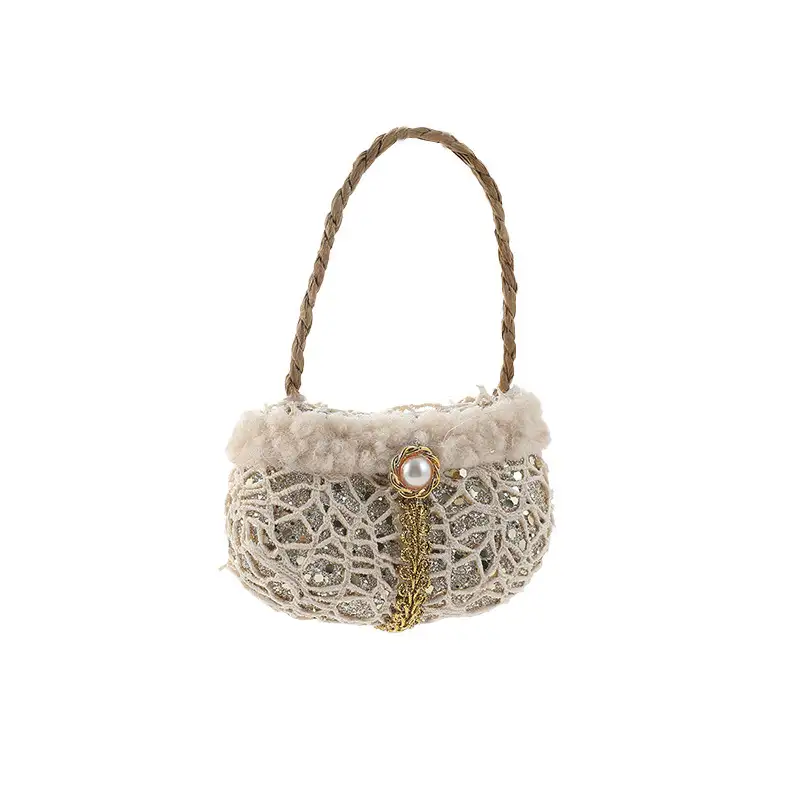 Champagne-Colored Pearl Foam Christmas Hanging Ornament