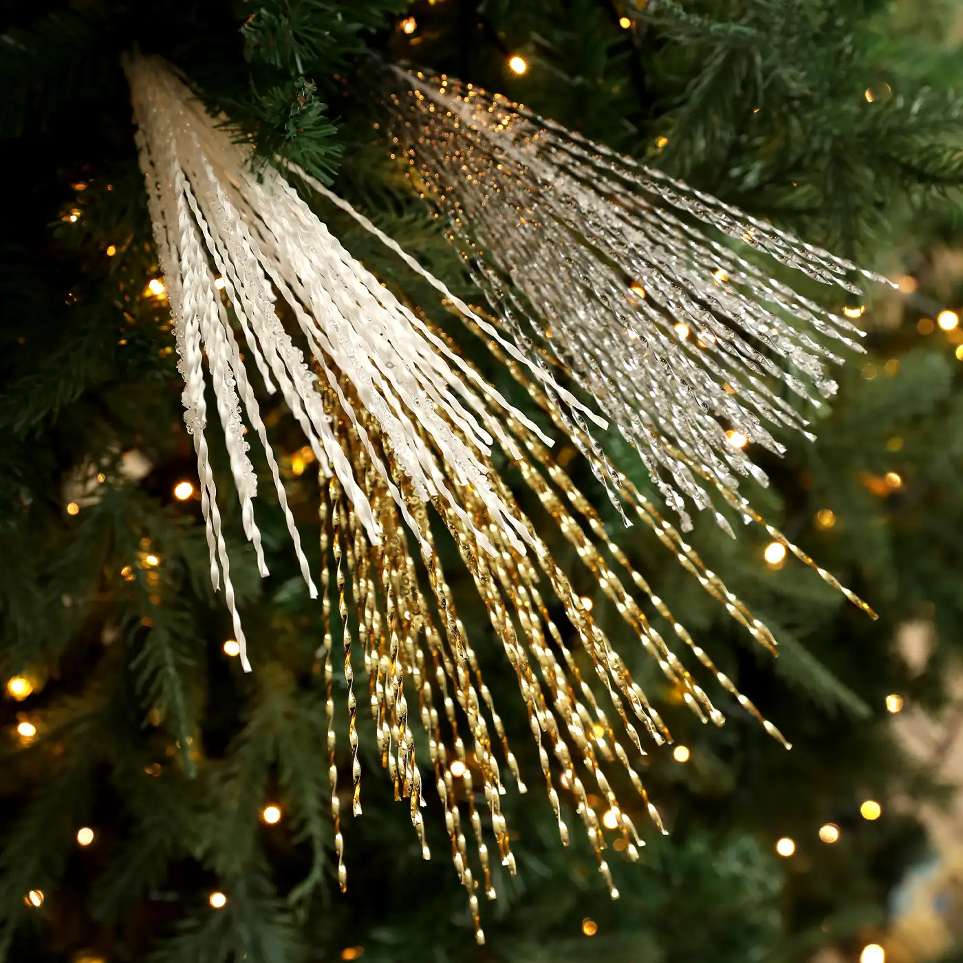 Gold Glitter Sequin Wheat Stalk Christmas Pick Decoration