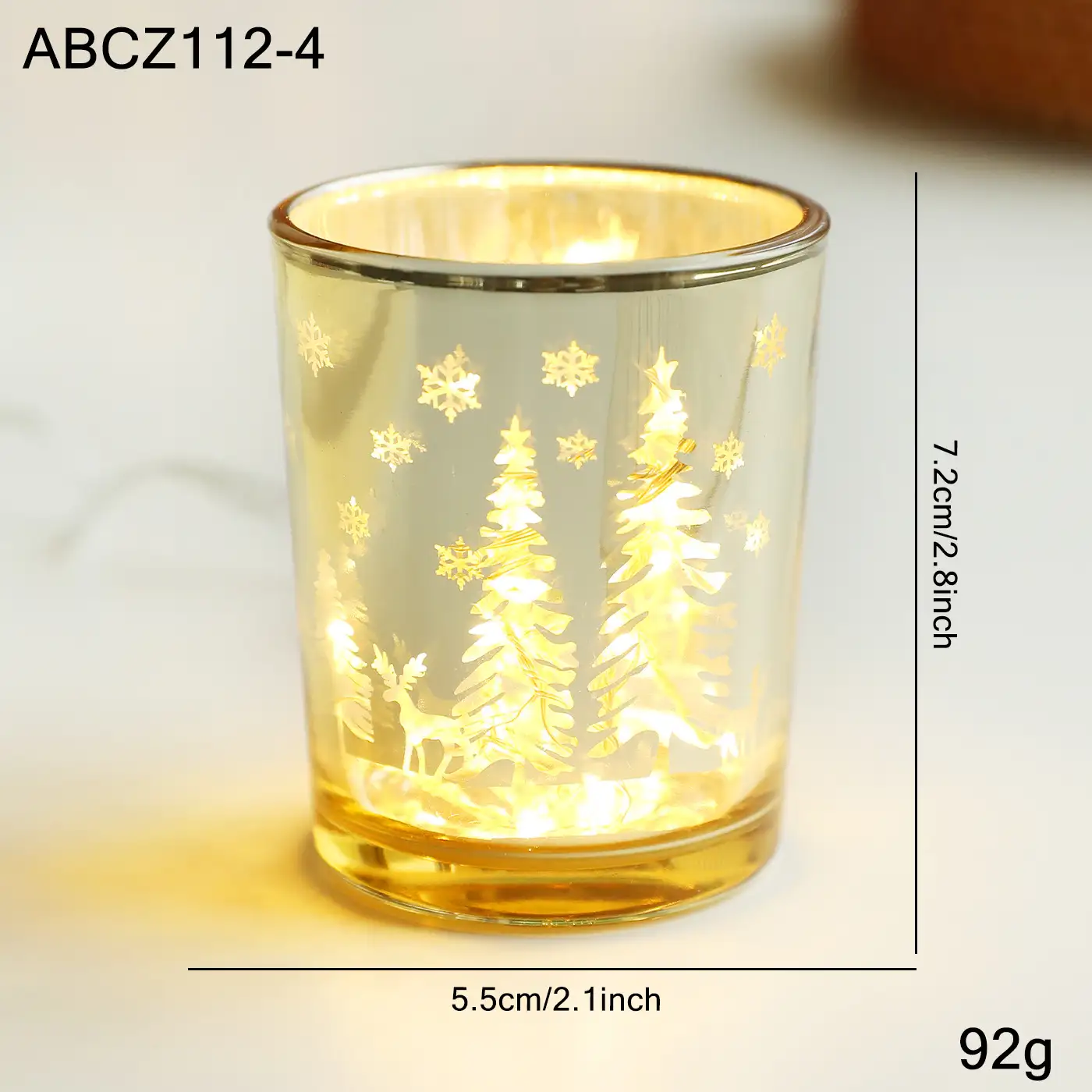 Christmas light-up glass electronic candle holder ornament