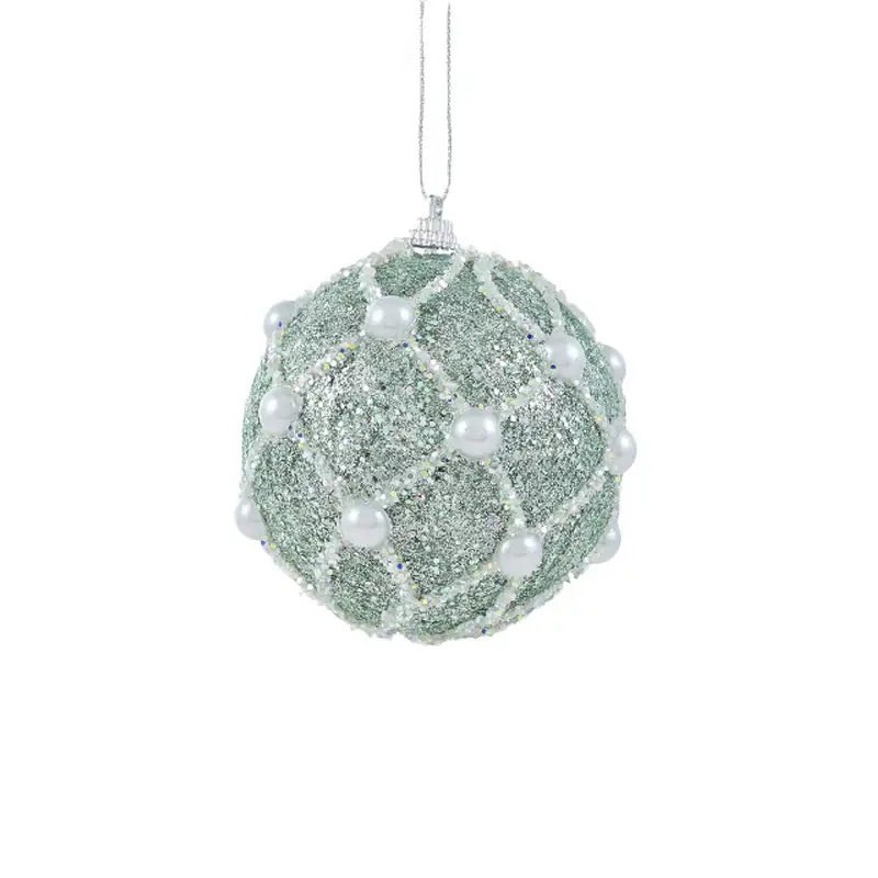 Green Glitter Foam Christmas Hanging Ball Ornament
