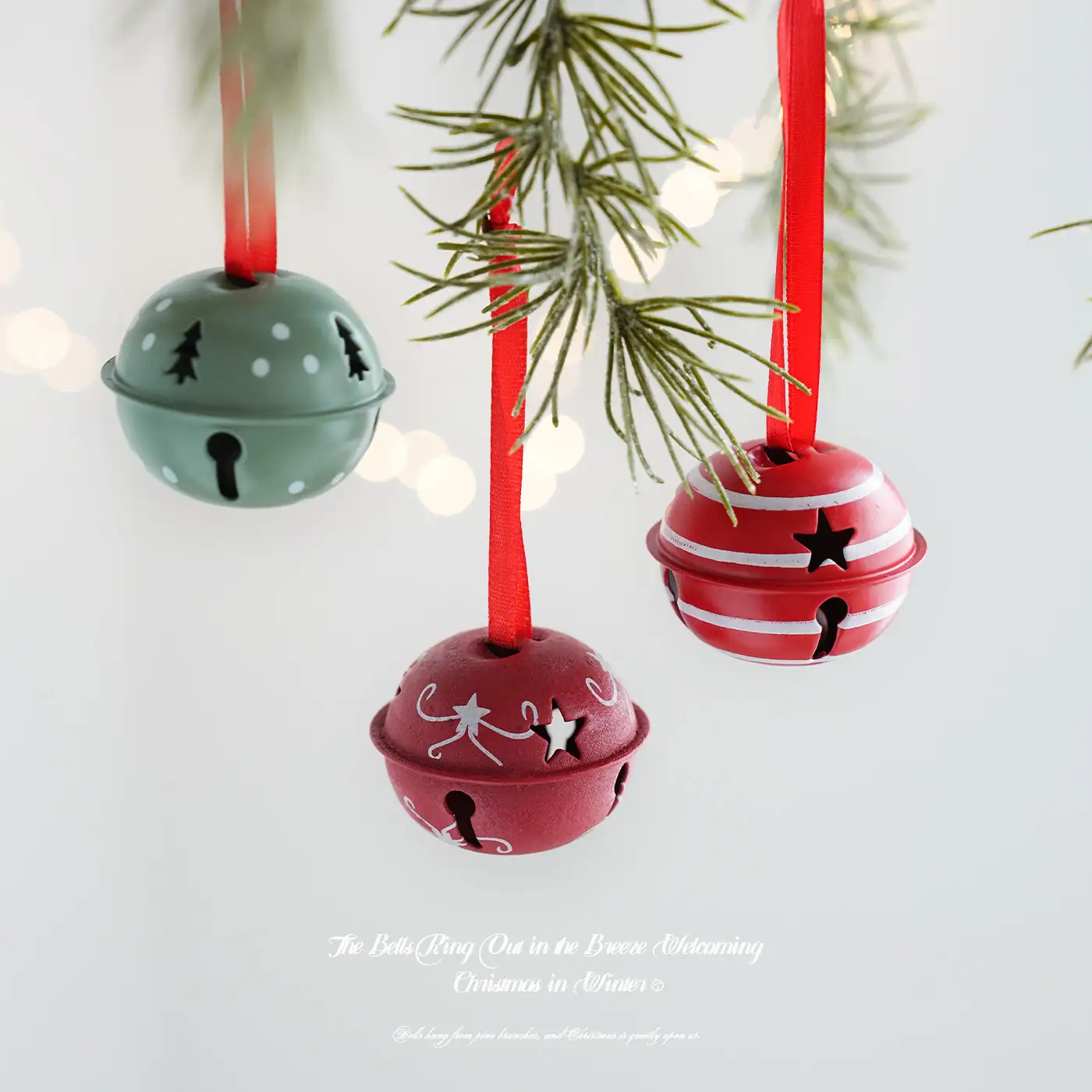 Iron Christmas Bell Hanging Ornaments, Multiple Designs