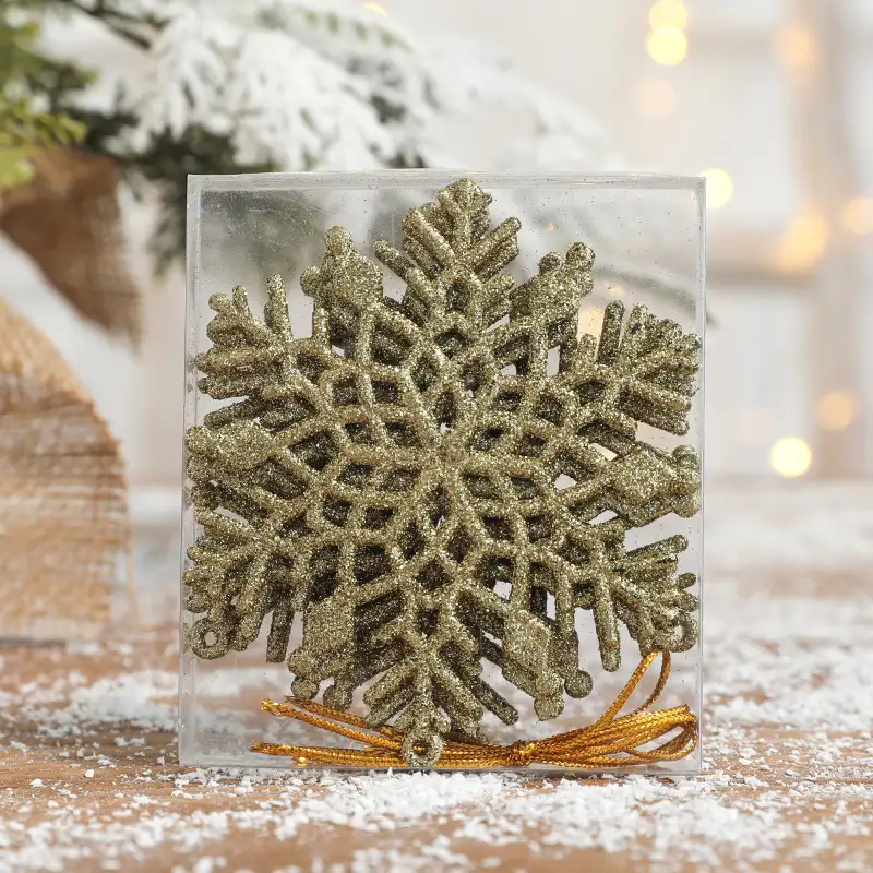 金白黏粉塑料雪花掛件聖誕樹用