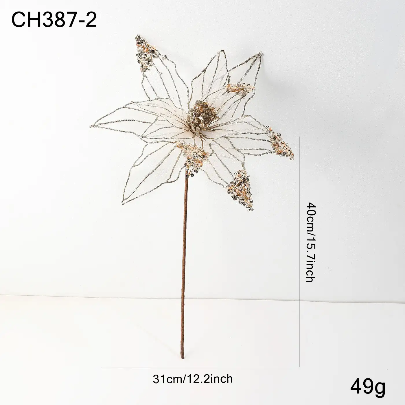 鏤空金粉布藝聖誕花