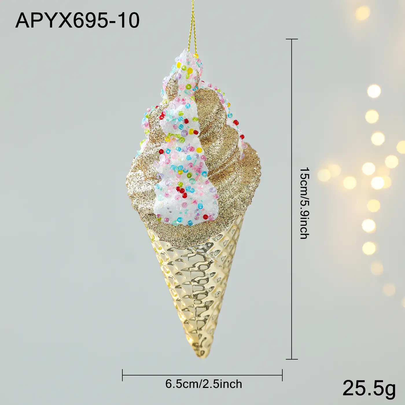 金色閃粉卡通聖誕樹掛飾