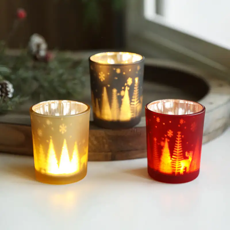 Christmas light-up glass electronic candle holder ornament