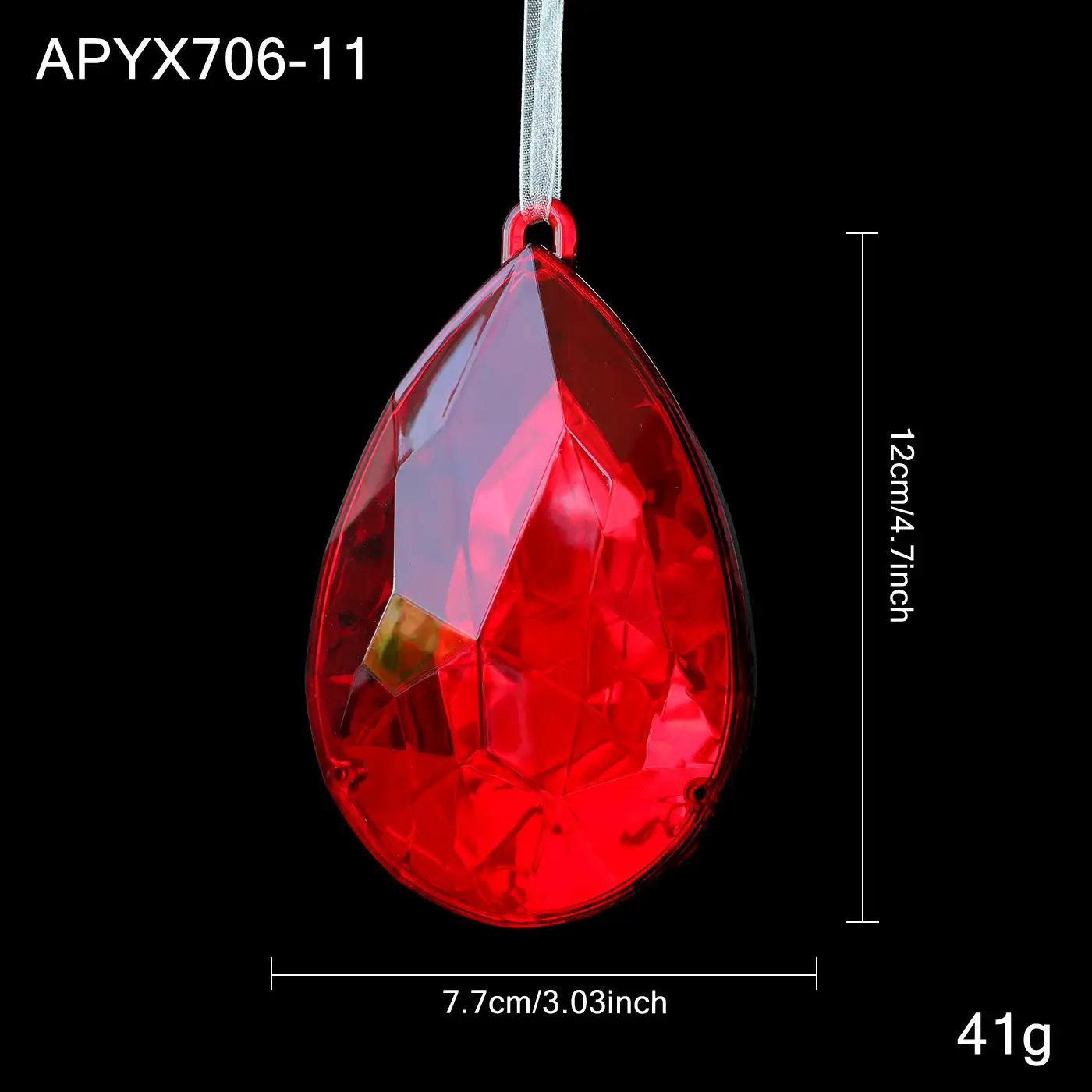 Red transparent snowflake Christmas hanging ornament