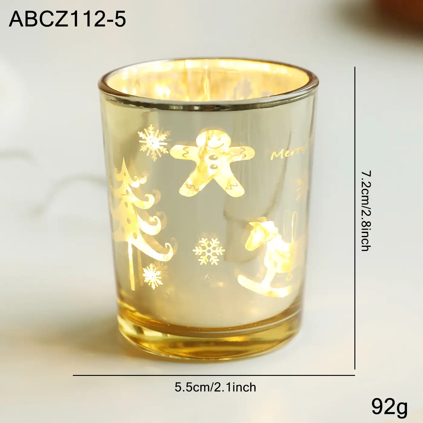 Christmas light-up glass electronic candle holder ornament