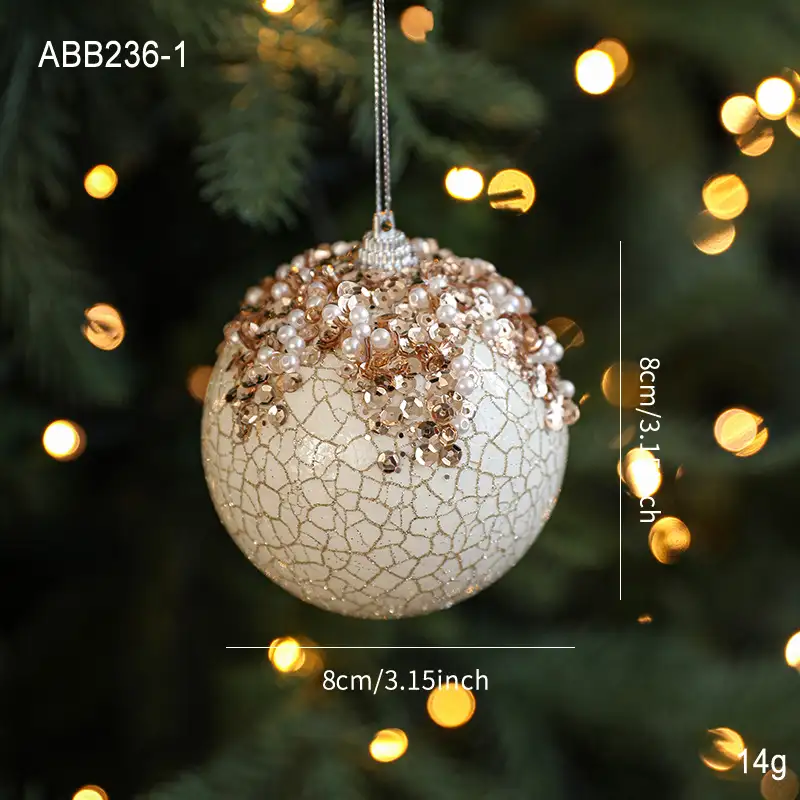 Gold Glitter Sequin Crackled Foam Christmas Ball Ornament