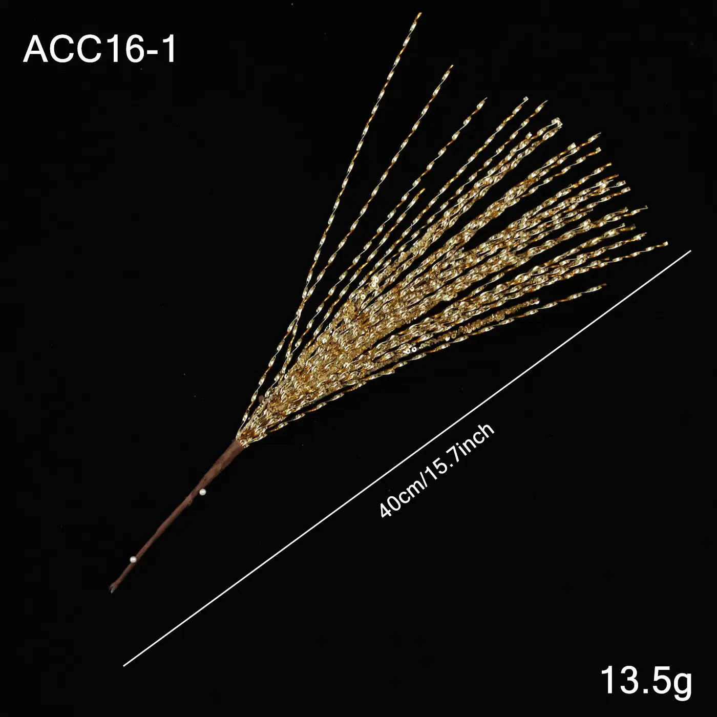 Gold Glitter Sequin Wheat Stalk Christmas Pick Decoration