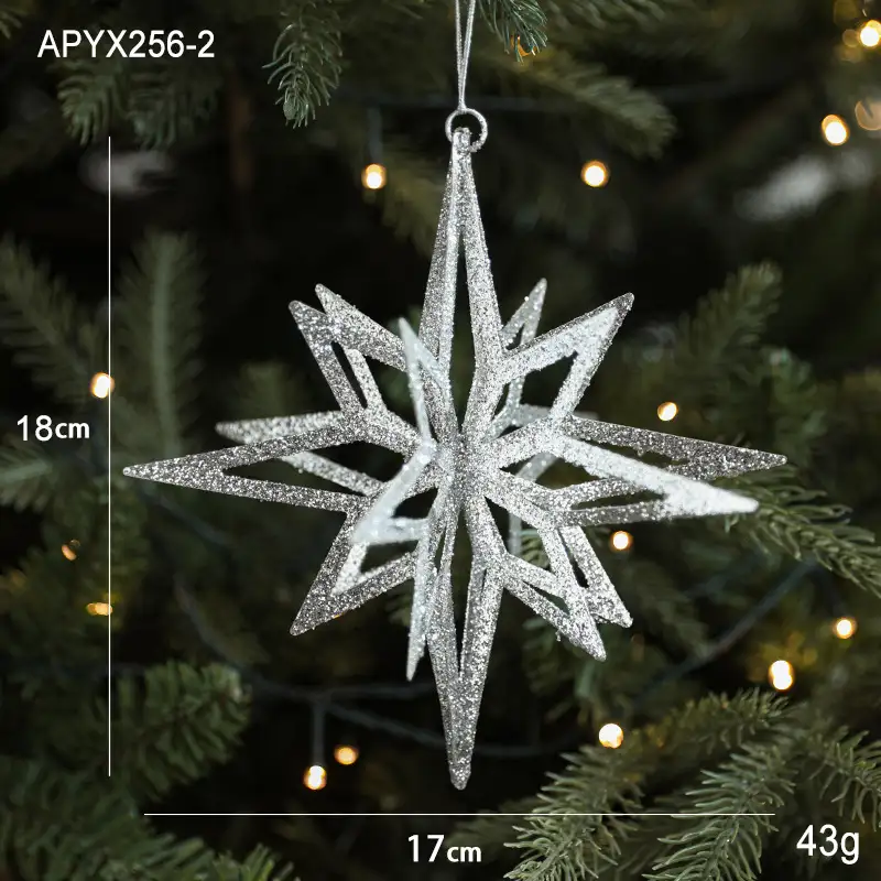 Ironwork Silver Glittered Burst-Star Christmas Ball Ornament