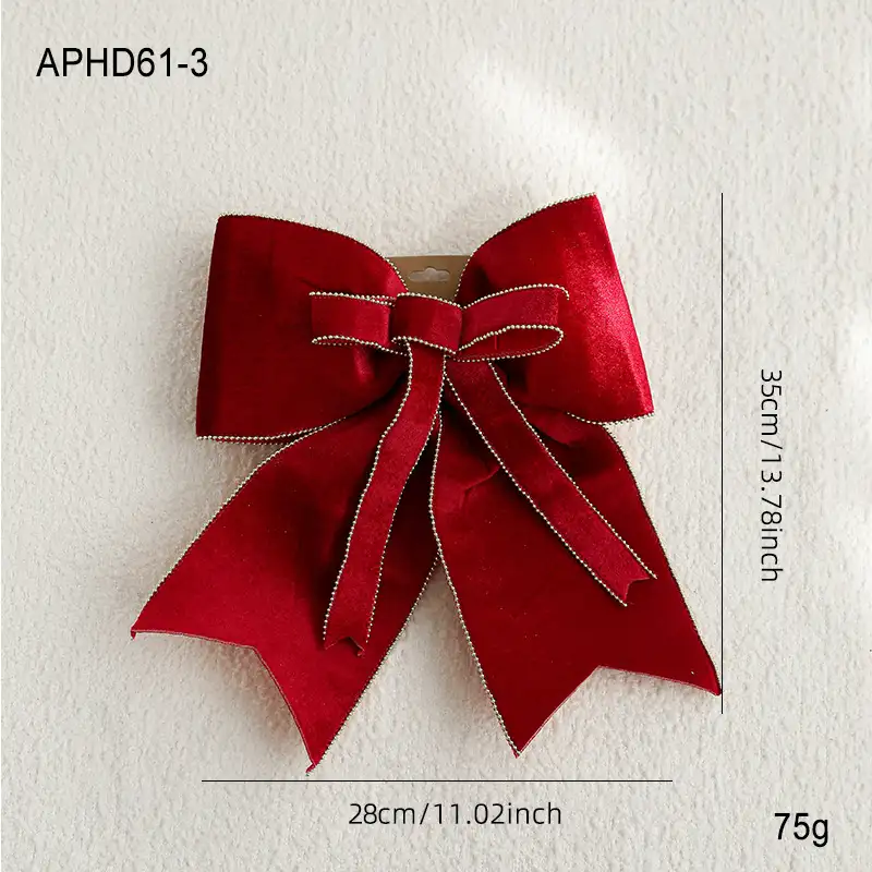 紅色絲絨蝴蝶結聖誕樹掛飾
