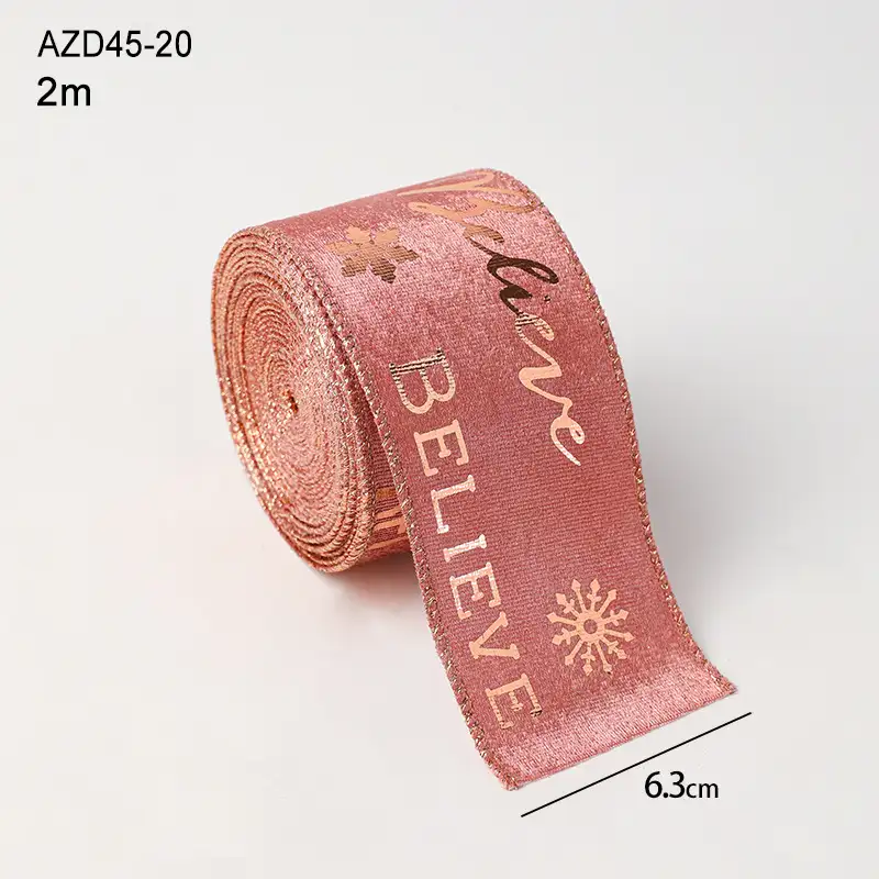 聖誕燙金印花緞帶禮品蝴蝶結
