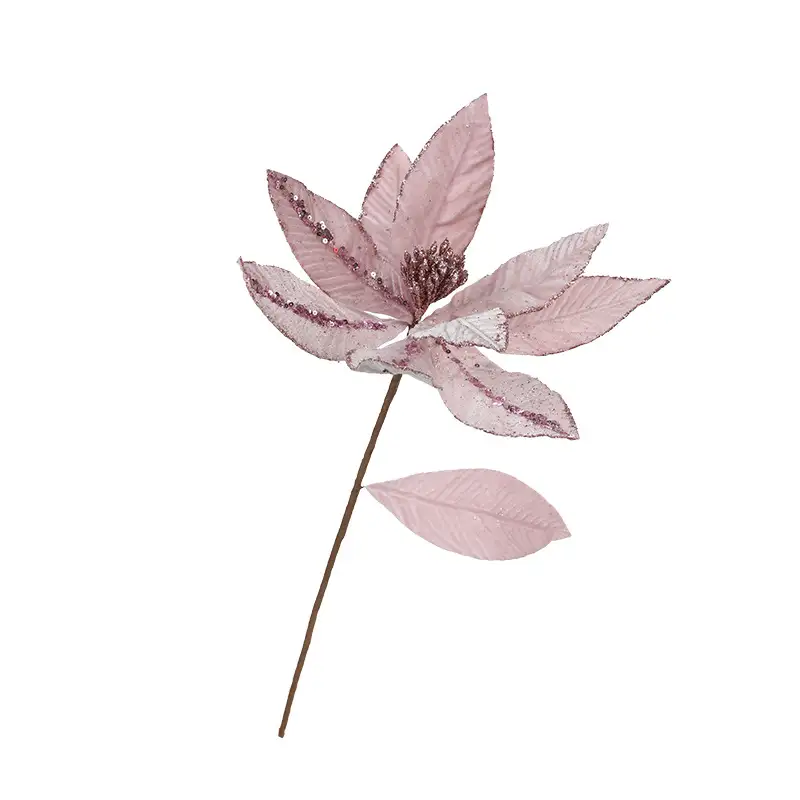 絨布金粉聖誕樹葉插枝掛件