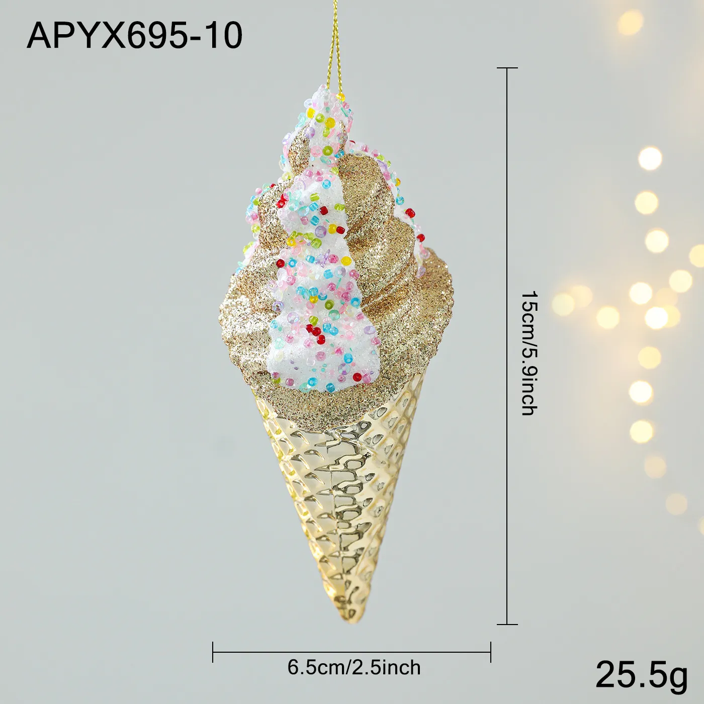 金色亮粉塑膠卡通聖誕掛飾