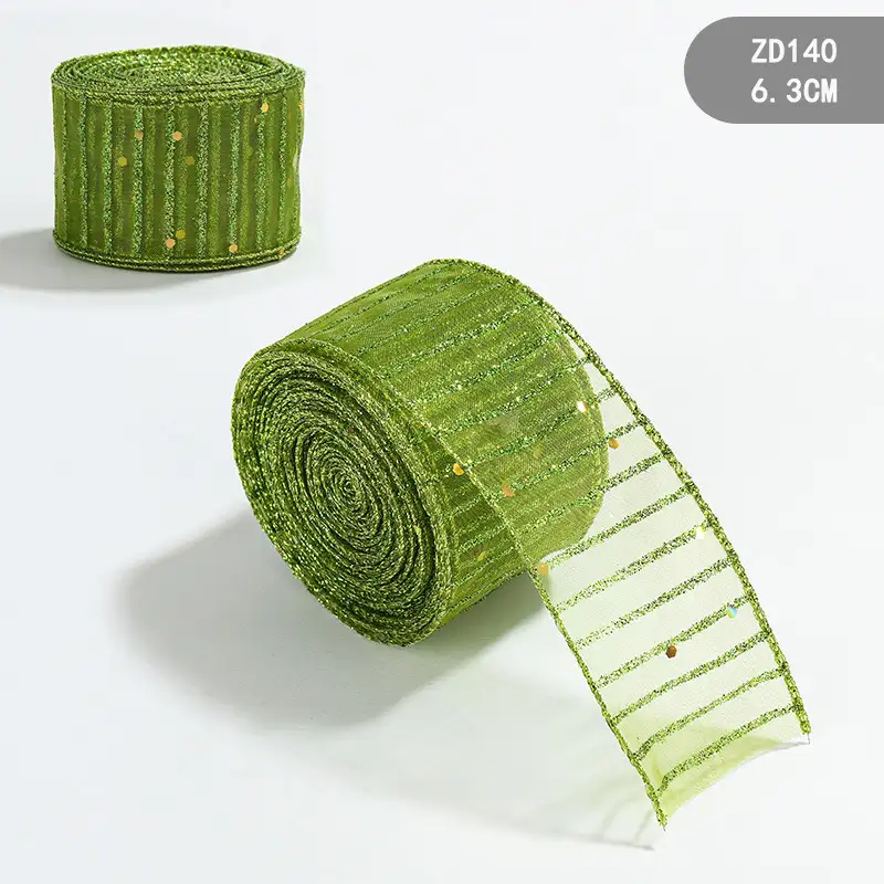 紗底金粉亮片聖誕絲帶200cm