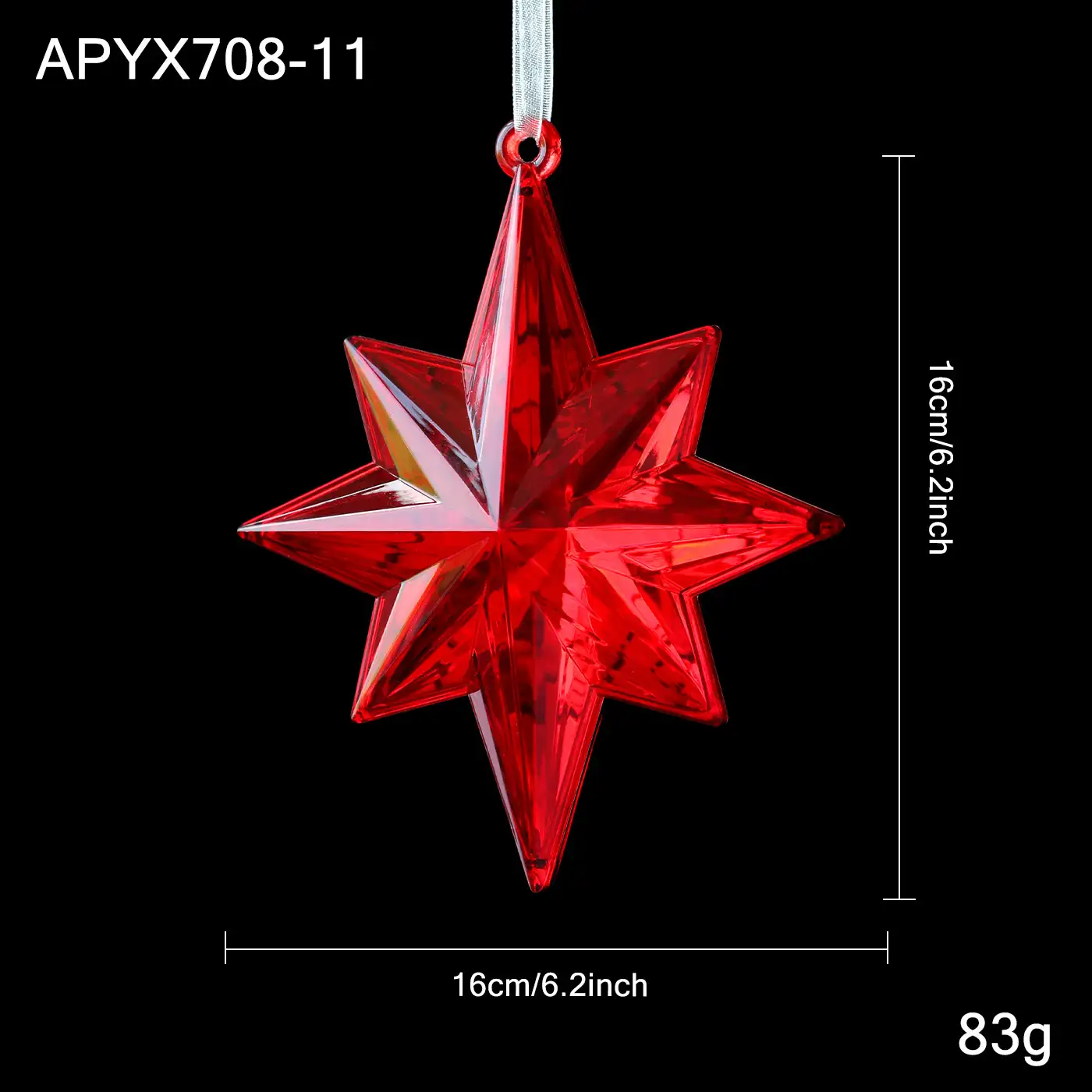 Red transparent snowflake Christmas hanging ornament