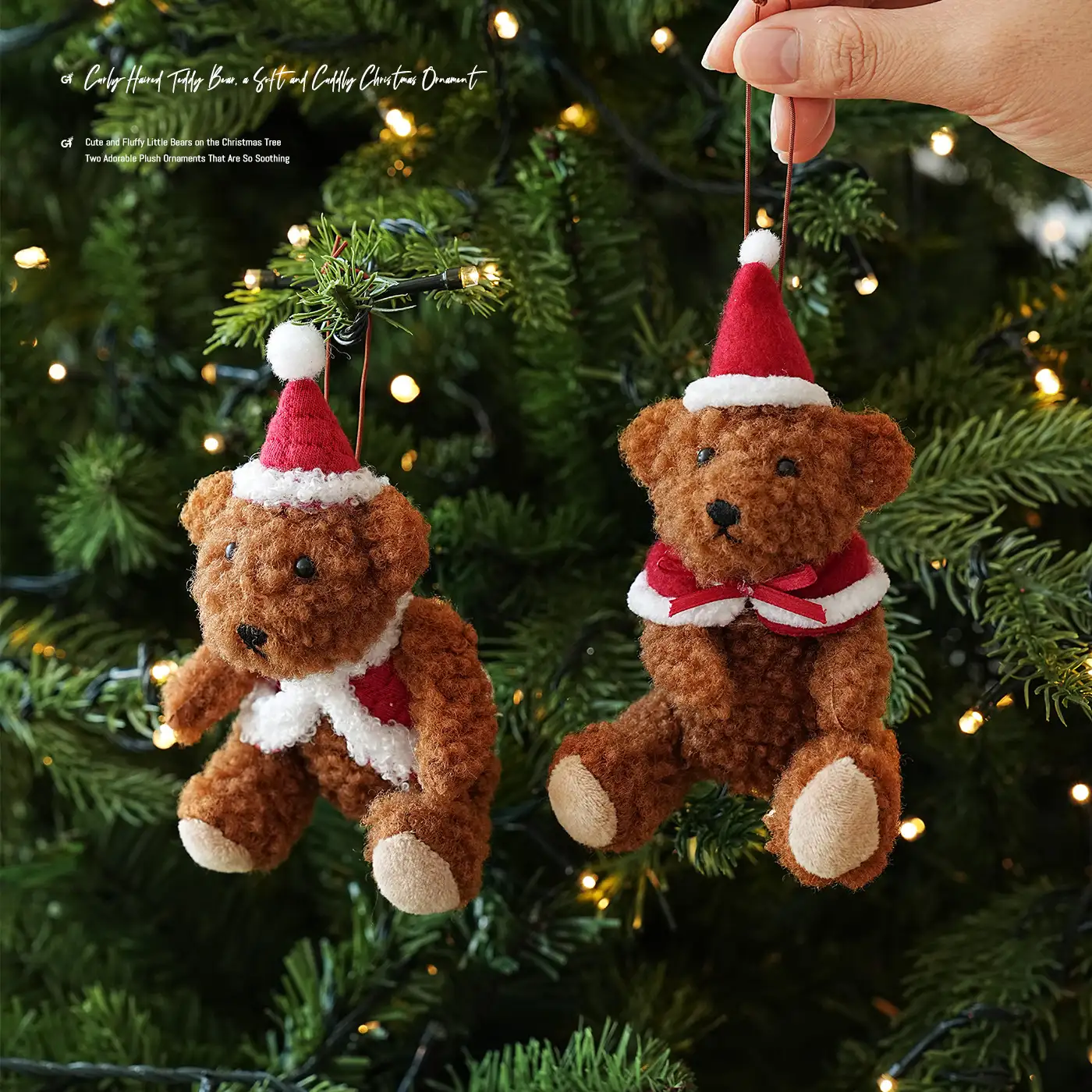 Brown Fabric Cape Teddy Bear Christmas Hanging Ornament
