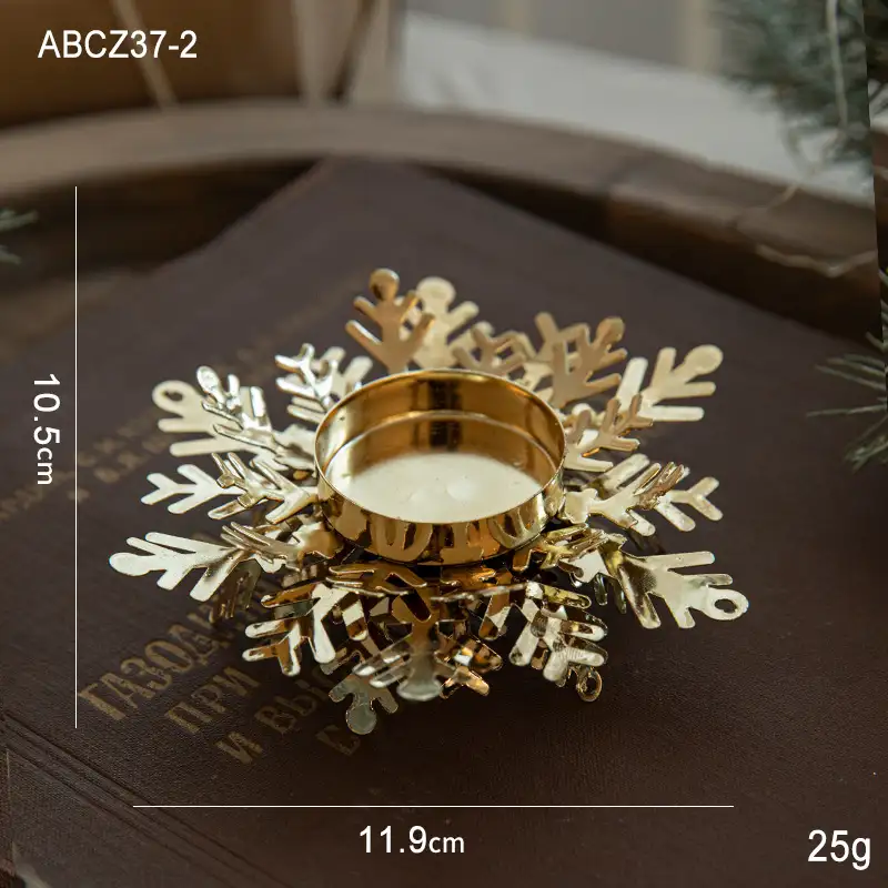 金色鐵藝雪花燭台桌面擺件