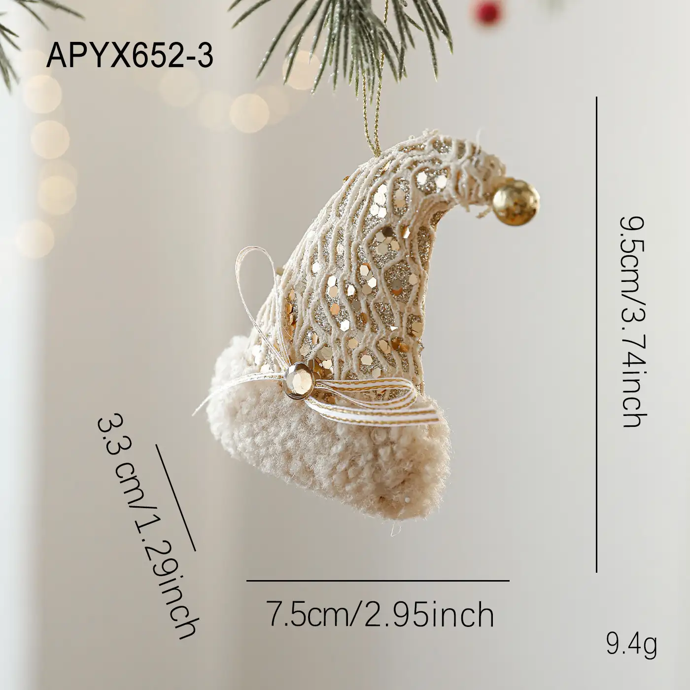 Champagne-Colored Pearl Foam Christmas Hanging Ornament