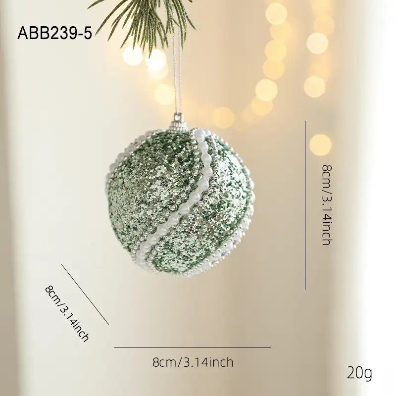 Green Glitter Foam Christmas Hanging Ball Ornament