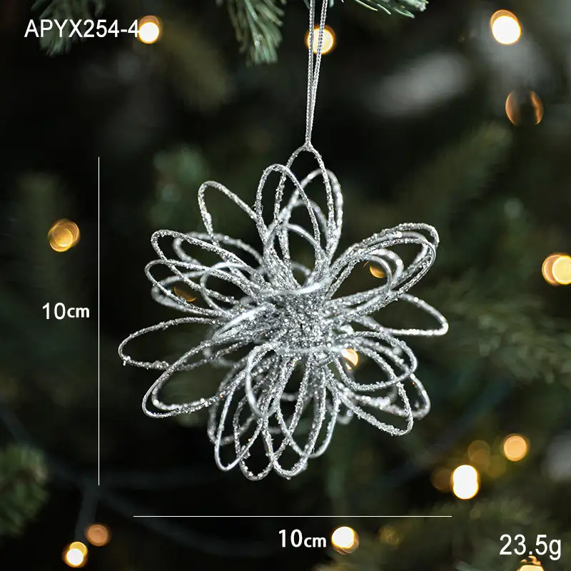 Ironwork Silver Glittered Burst-Star Christmas Ball Ornament