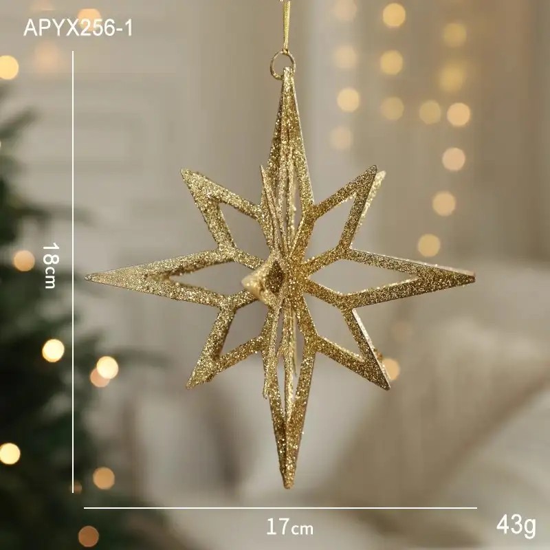 Gold Glitter Novelty-Shaped Christmas Ball Hanging Ornaments Holiday Decoration