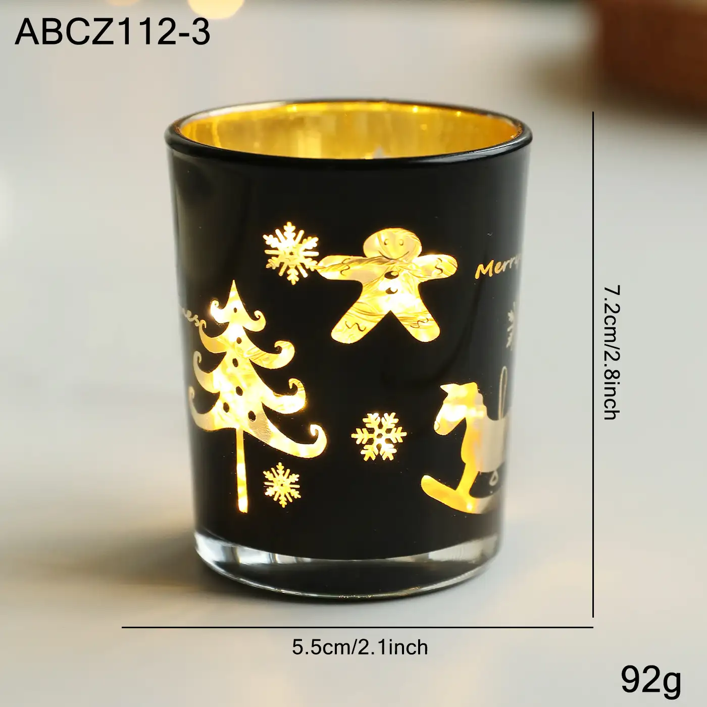 Christmas light-up glass electronic candle holder ornament