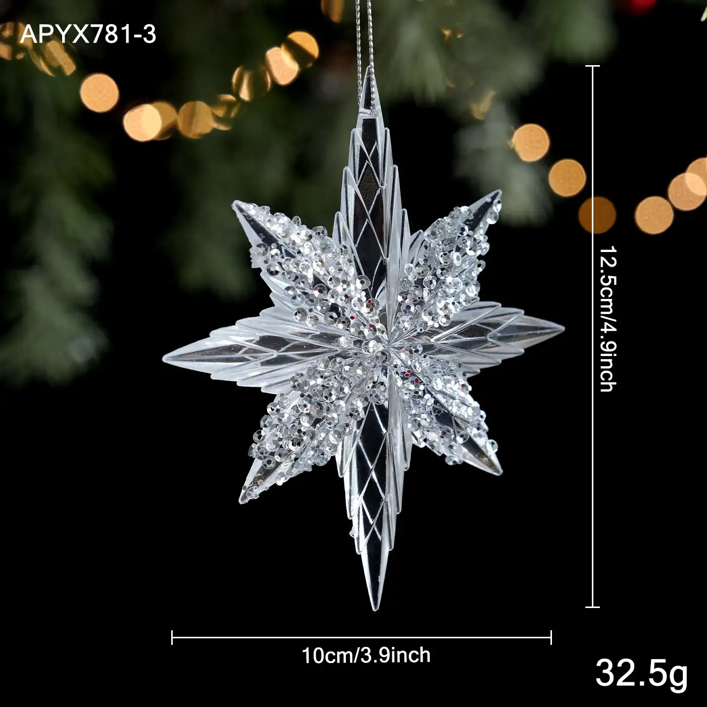 Transparent Acrylic Christmas Reindeer Hanging Ornament