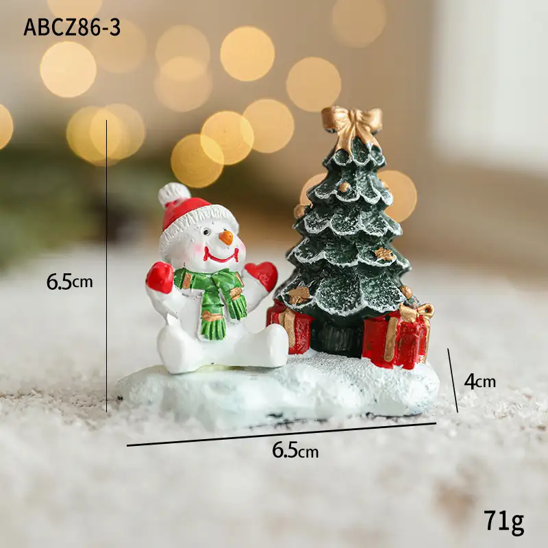 樹脂聖誕迷你桌面擺件房屋雪人款