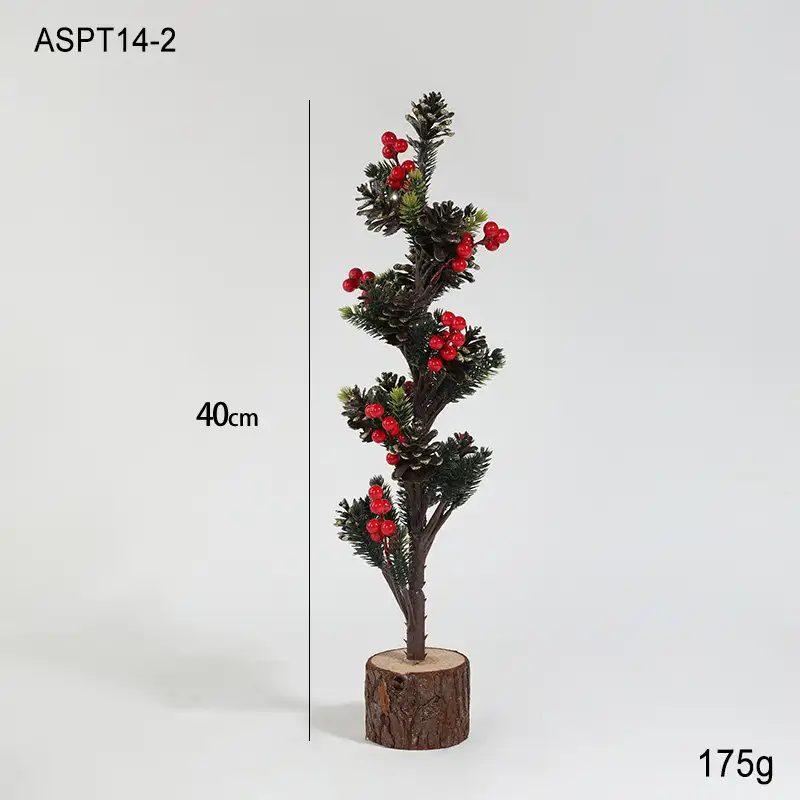 40cm仿真聖誕桌面小樹帶雪松果
