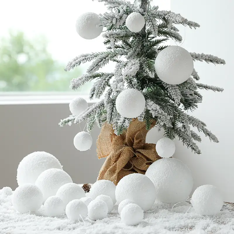 White Foam Snowball Christmas Tree Hanging Ornament