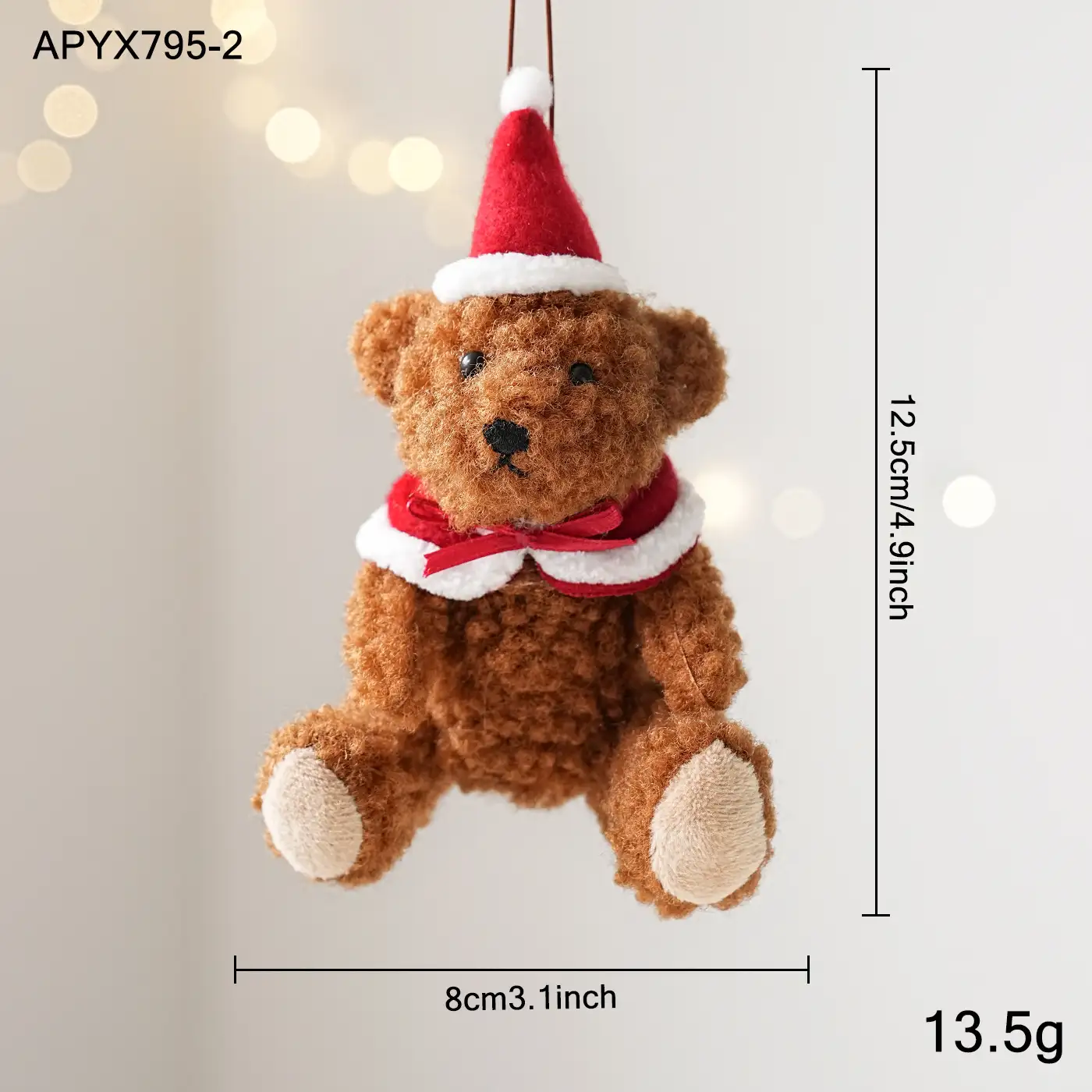 Brown Fabric Cape Teddy Bear Christmas Hanging Ornament