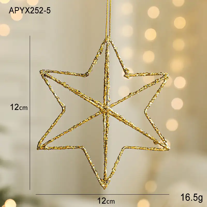 Gold Glitter Novelty-Shaped Christmas Ball Hanging Ornaments Holiday Decoration
