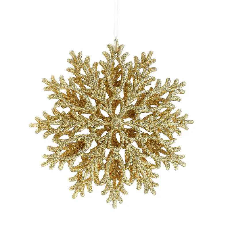 Double-sided gold-glitter 3D openwork snowflake Christmas tree ornament