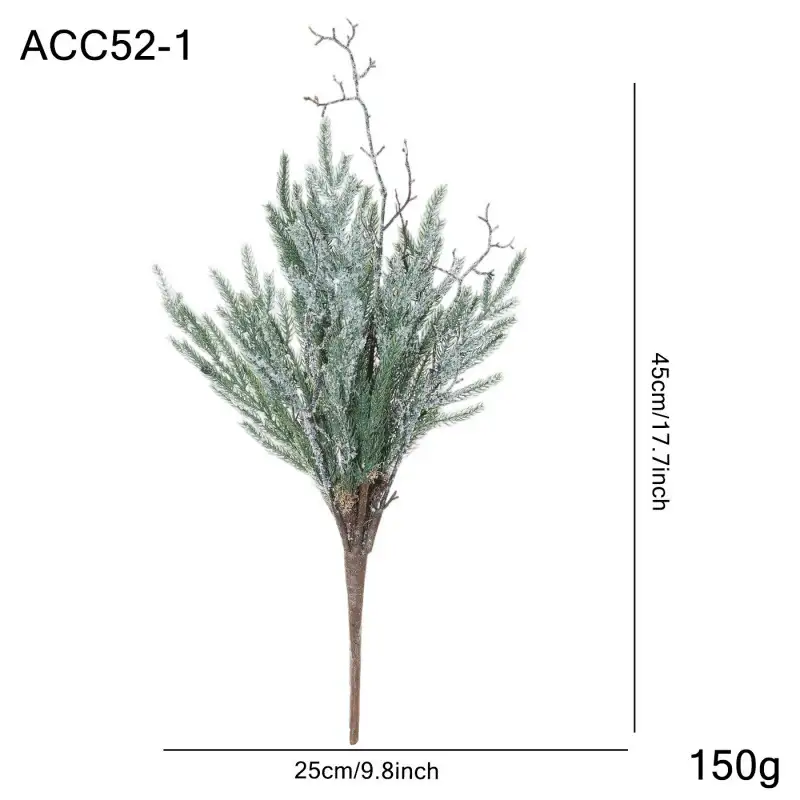 Artificial cedar branch decoration with red berries and pine cones