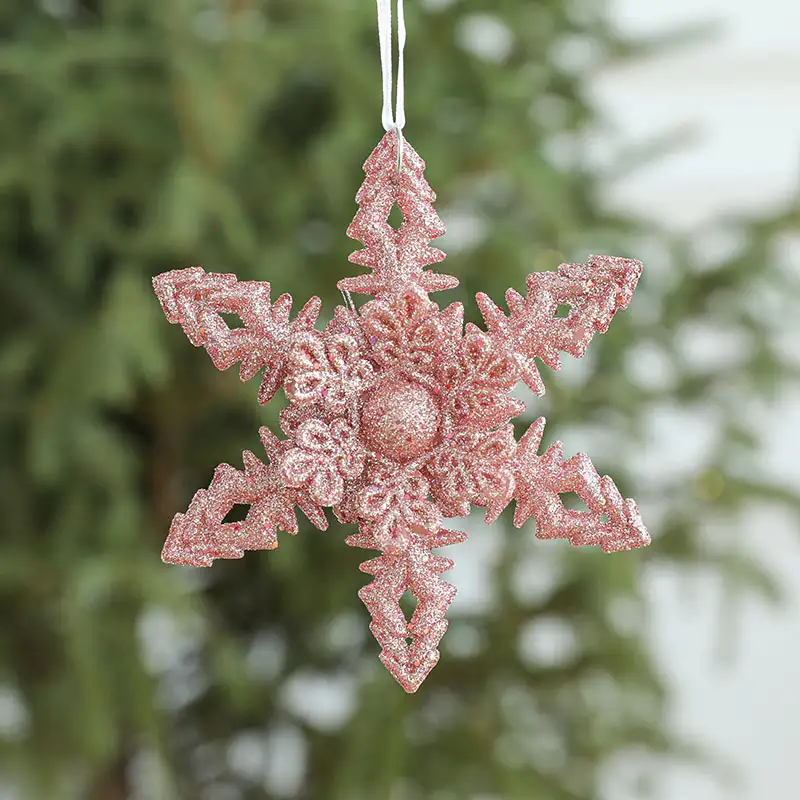 白色立體雪花五角星聖誕樹掛件