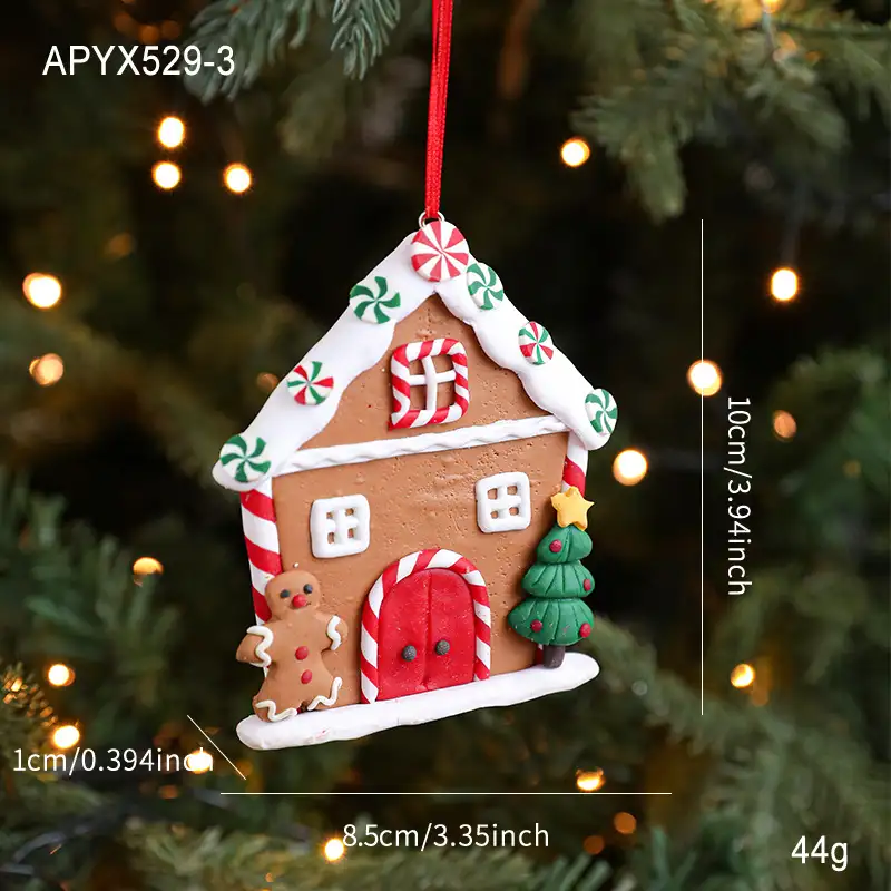Vintage Cute Polymer Clay Gingerbread House Christmas Ornament