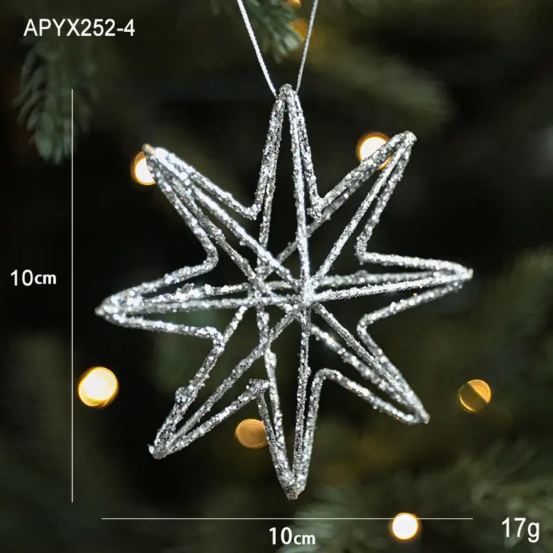 Ironwork Silver Glittered Burst-Star Christmas Ball Ornament