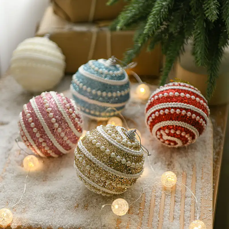 Premium Pearl-Ribbed Hand-Painted Christmas Ball Ornament