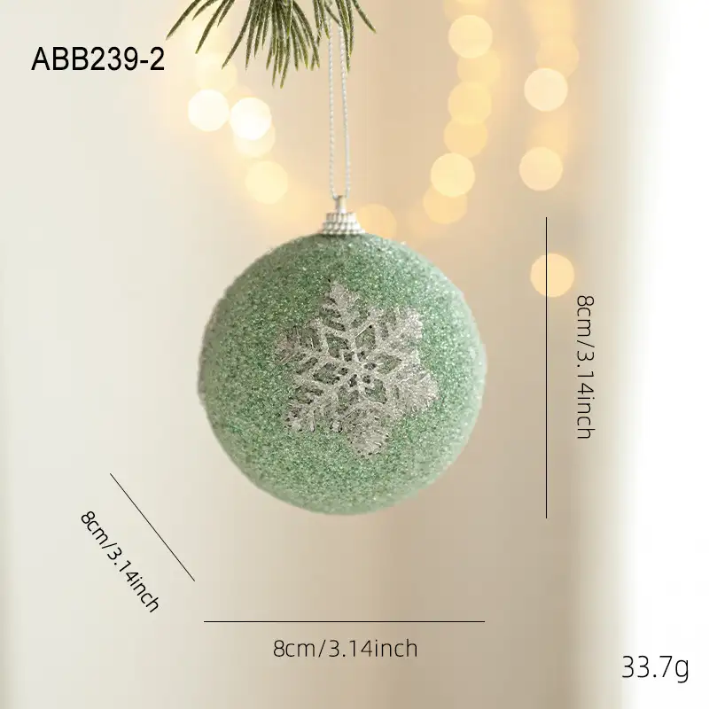 Green Glitter Foam Christmas Hanging Ball Ornament